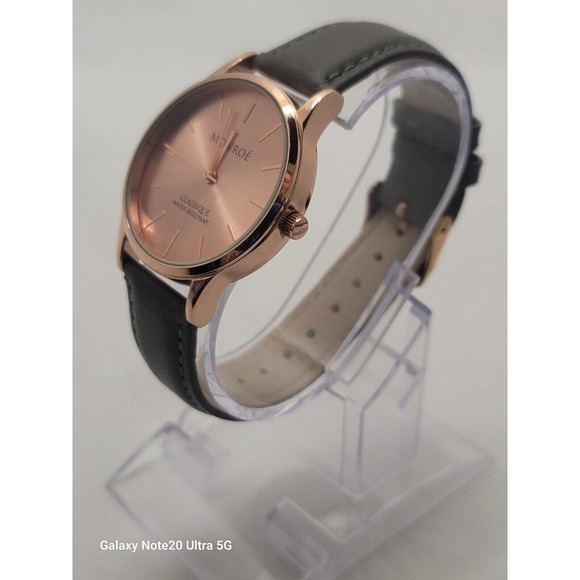 New Monroe by Maestro Unisex Rose Gold Tone Gray Leather Band Quartz Watch - Picture 14 of 14